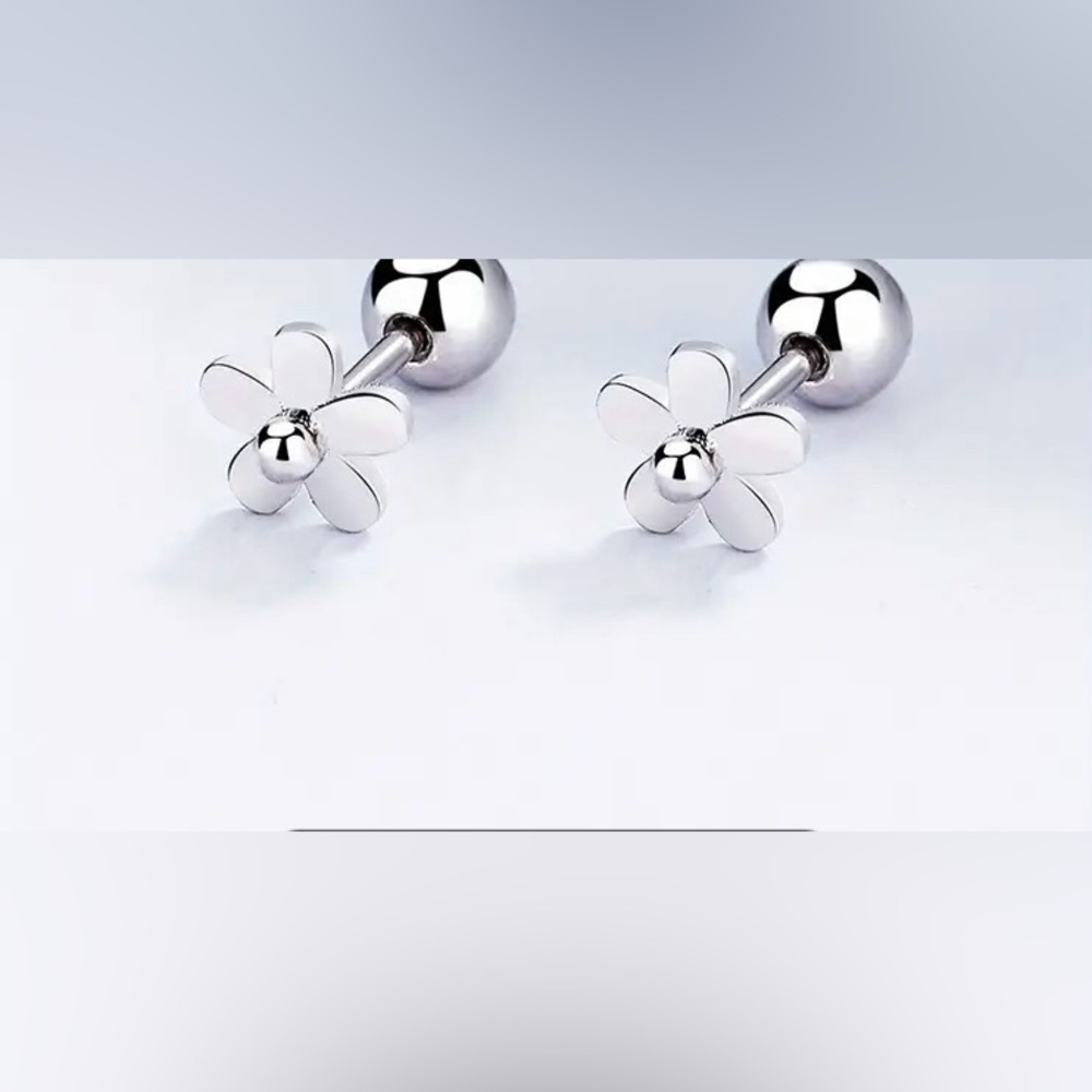 Fashion Sterling Silver 925 Earrings Studs Big Flower